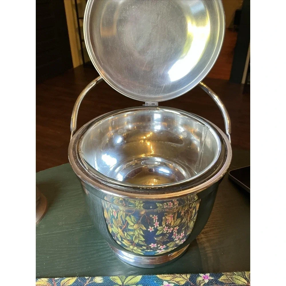 VTG Poole & Co Silver Plated Mid Century Modern Hinged Insulated Ice Bucket